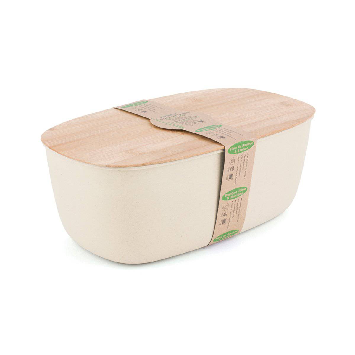 Bamboo fiber Large Bread Bin with Reversible lid -White Bin by Peterson Housewares & Artwares