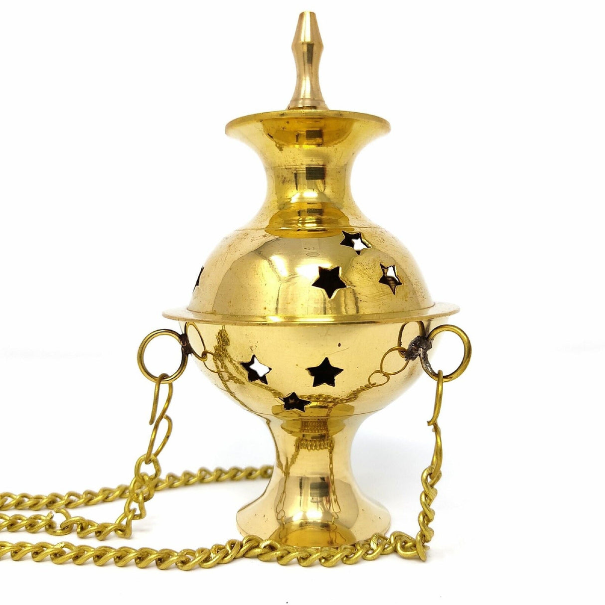 Hanging Brass Burner for cone incense and resins-  4", 6" and 8" by OMSutra