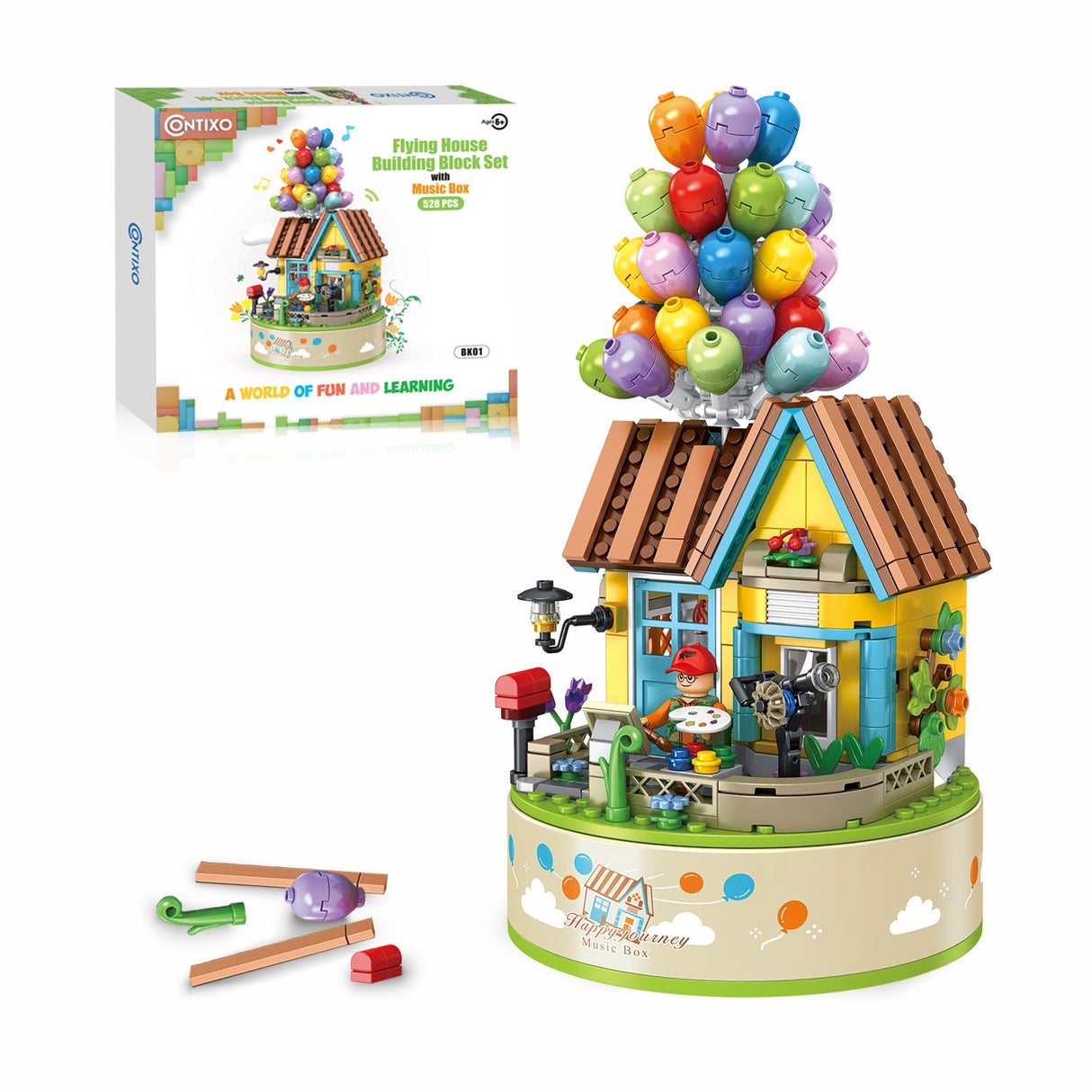 Contixo BK01 Flying Balloons Building Block Set with Music Box - 528 PCS by Contixo