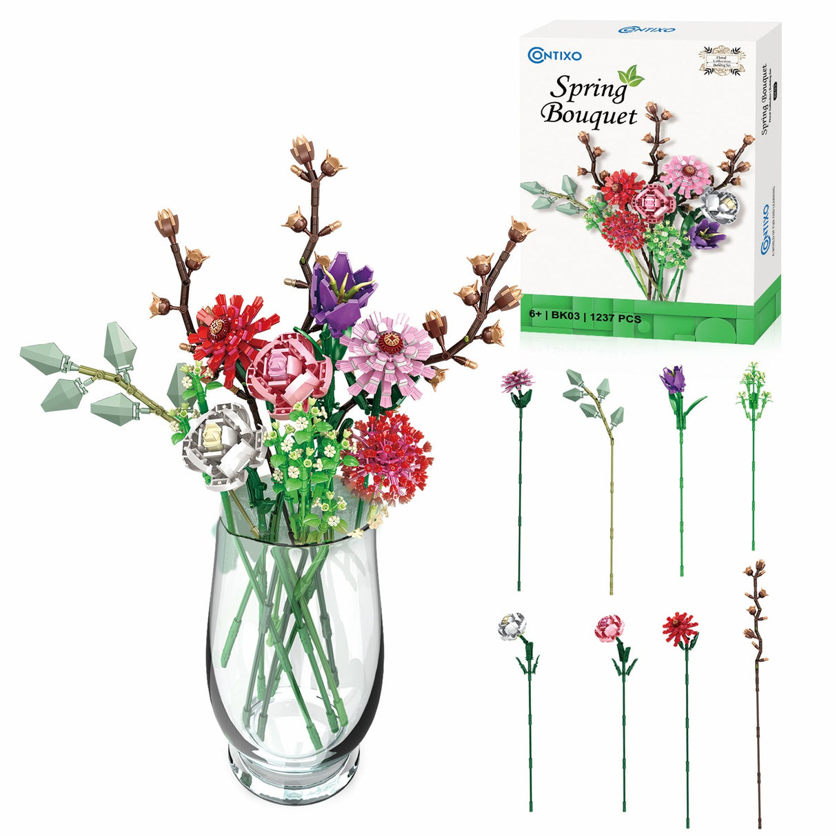 Contixo BK03 Spring Bouquet Floral Collection Building Block Set - 1237 PCS by Contixo