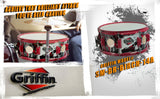 GRIFFIN Snare Drum Birch Wood Shell 14 X 6.5 Inch - Oversize 2.5" Large Vents & Custom Graphic Wrap (Limited Edition) - Red Hardware, 8 Tuning Lugs by GeekStands.com