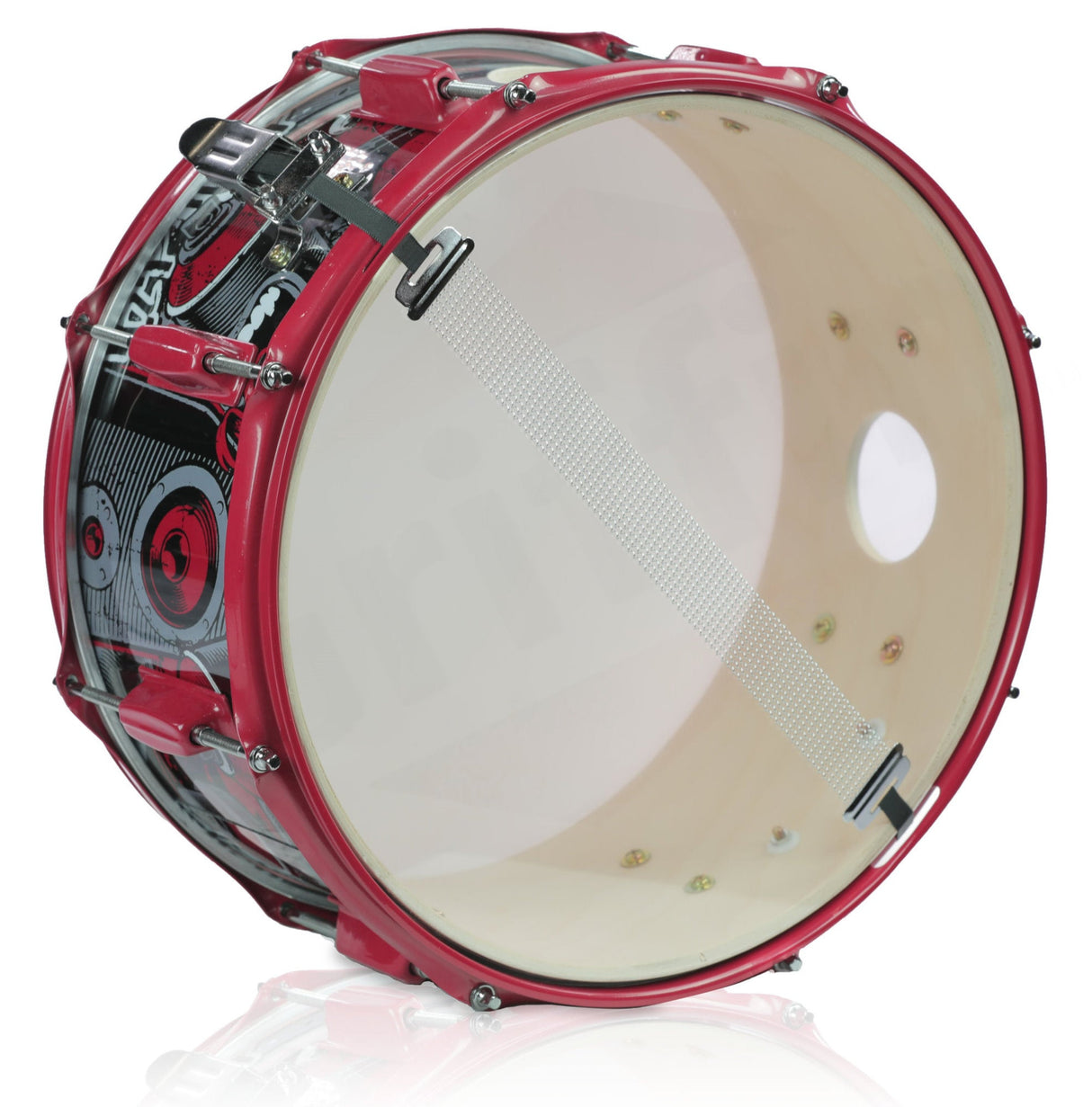 GRIFFIN Snare Drum Birch Wood Shell 14 X 6.5 Inch - Oversize 2.5" Large Vents & Custom Graphic Wrap by GeekStands.com