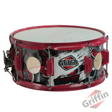 GRIFFIN Snare Drum Birch Wood Shell 14 X 6.5 Inch - Oversize 2.5" Large Vents & Custom Graphic Wrap by GeekStands.com