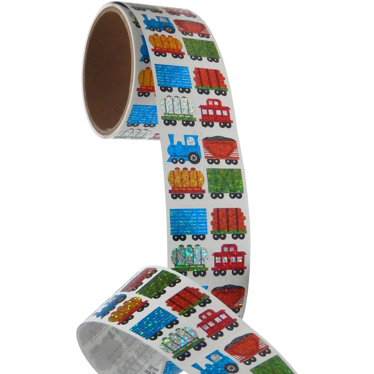 Bulk Roll Prismatic Stickers, Mini Train Cars (50 Repeats) by Present Paper