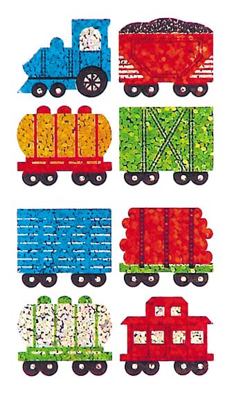 Bulk Roll Prismatic Stickers, Mini Train Cars (50 Repeats) by Present Paper