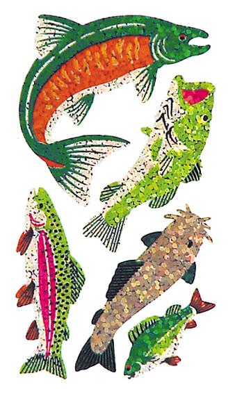 Bulk Roll Prismatic Stickers, Salmon / Trout / Bass / Catfish (50 Repeats) by Present Paper