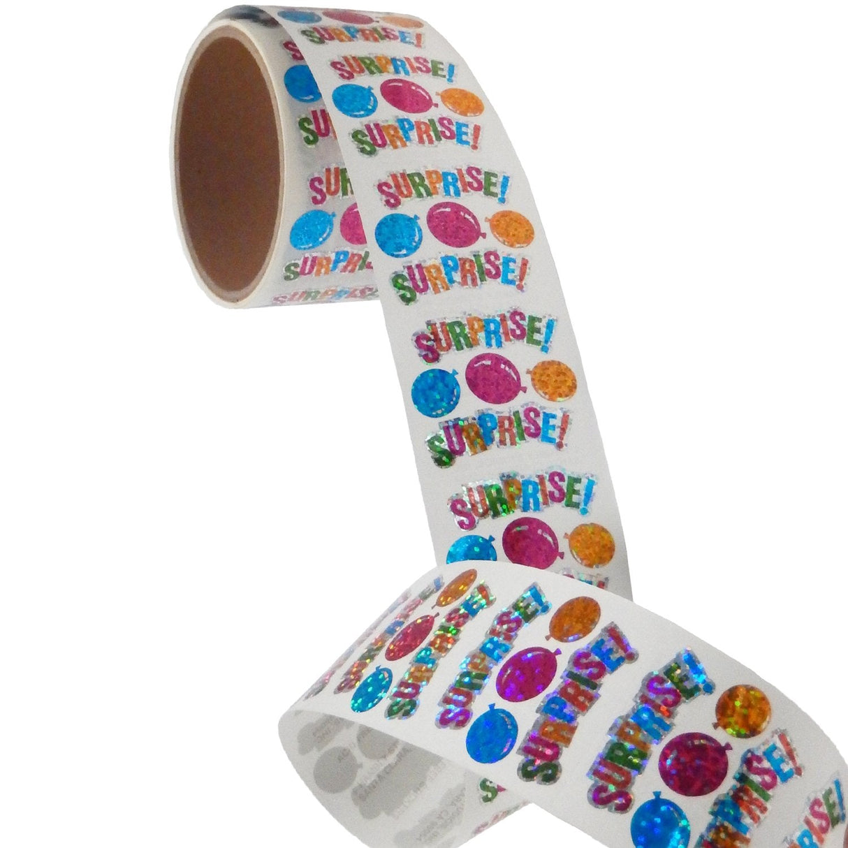 Bulk Roll Prismatic Stickers, Surprise w/ Balloons (100 Repeats) by Present Paper