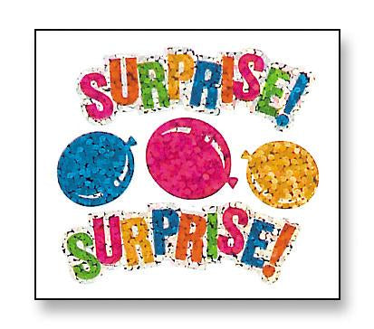 Bulk Roll Prismatic Stickers, Surprise w/ Balloons (100 Repeats) by Present Paper