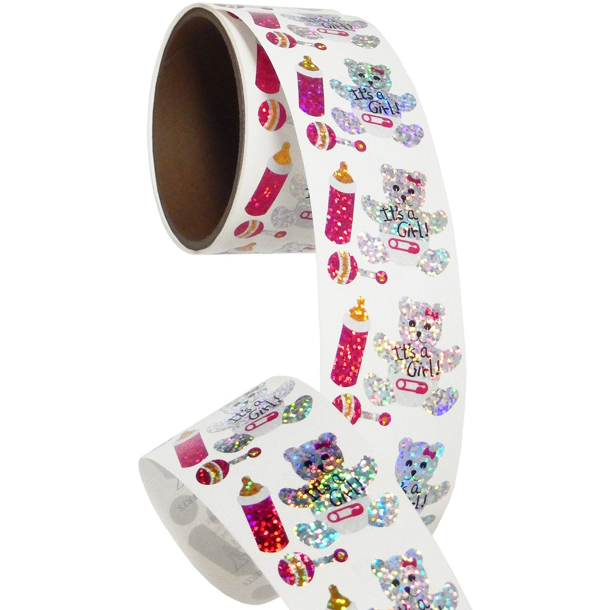 Bulk Roll Prismatic Stickers, It’s A Girl / Teddy (100 Repeats) by Present Paper