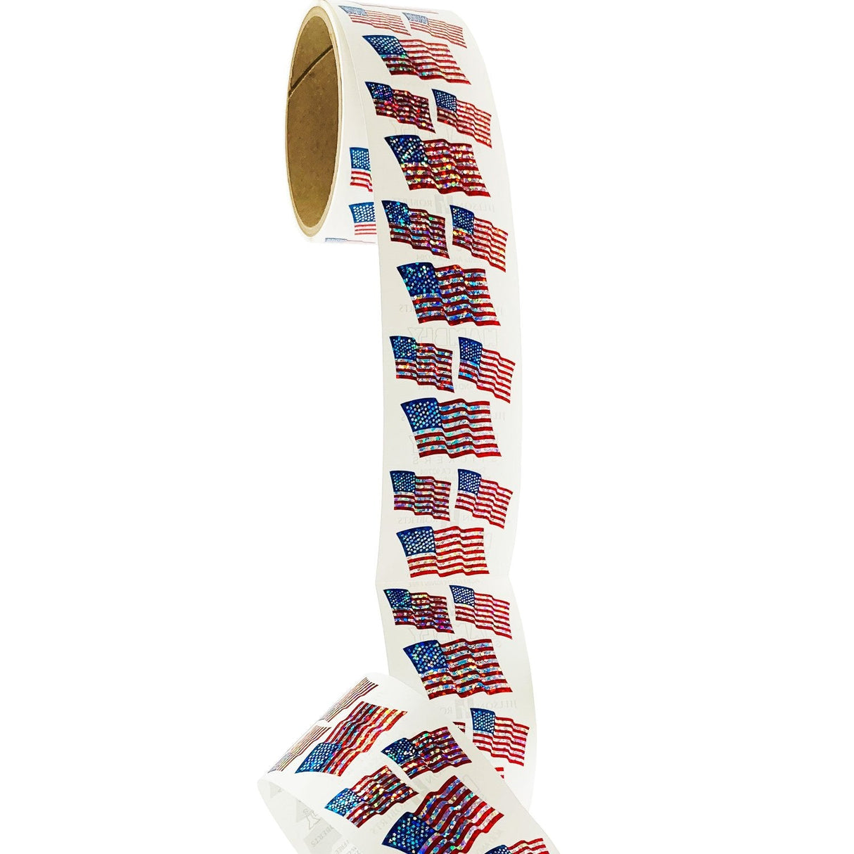 Bulk Roll Prismatic Stickers, American Flags (100 Repeats) by Present Paper