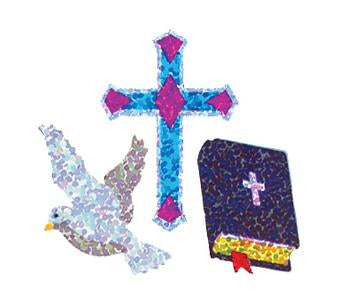 Bulk Roll Prismatic Stickers, Dove / Cross / Bible (100 Repeats) by Present Paper