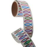 Bulk Roll Prismatic Stickers, Christian Fish Symbol (50 Repeats) by Present Paper