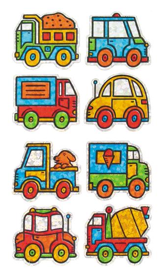 Bulk Roll Prismatic Stickers, Mini Cars / Trucks (50 Repeats) by Present Paper