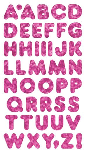 Bulk Roll Prismatic Stickers, Pink Alphabets (50 Repeats) by Present Paper