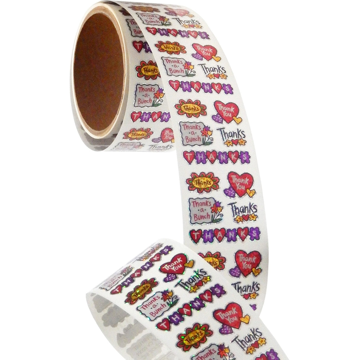 Bulk Roll Prismatic Stickers, Thank You w/ Outline (100 Repeats) by Present Paper