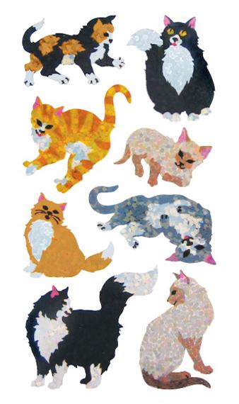 Bulk Roll Prismatic Stickers, Cats & Kittens (50 Repeats) by Present Paper