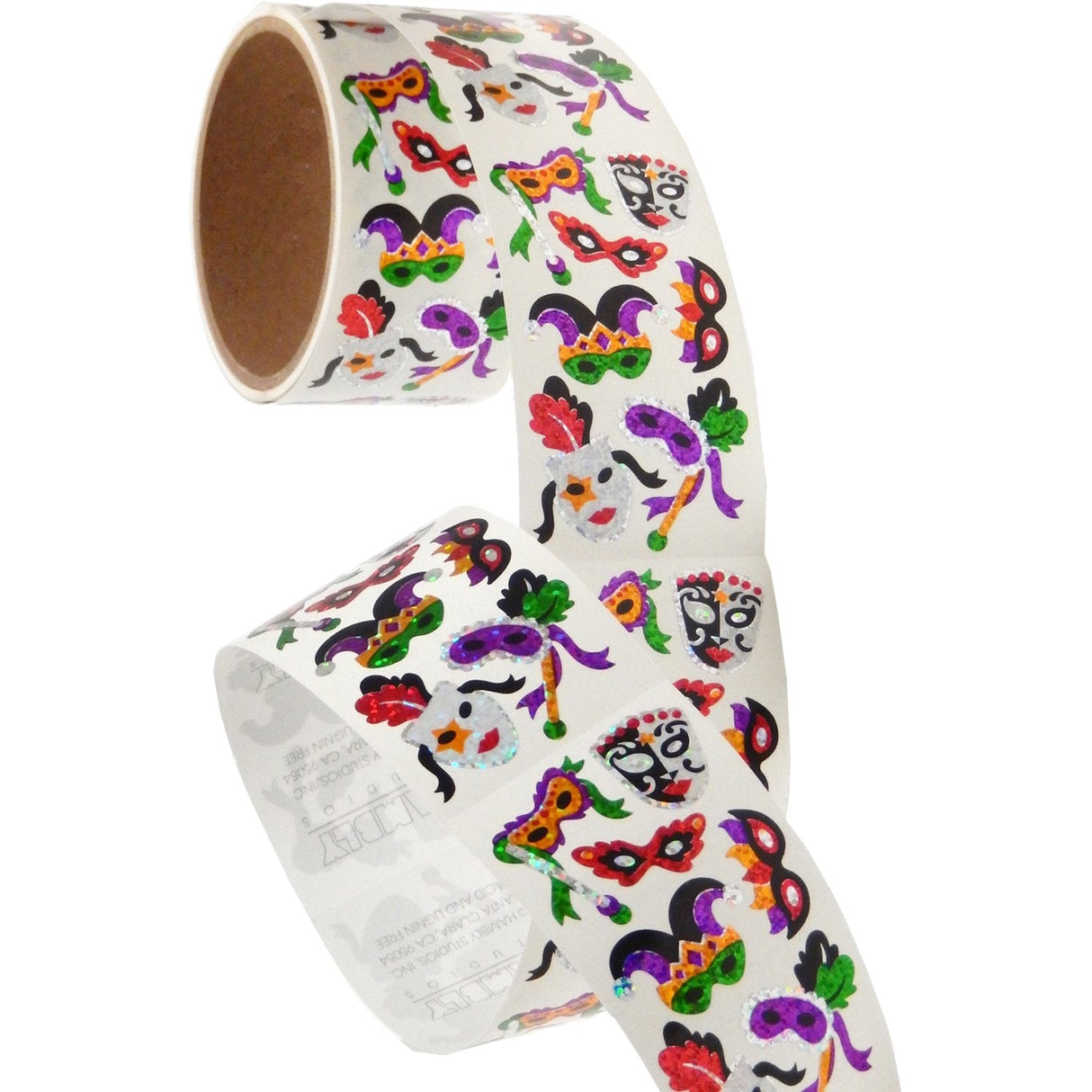 Bulk Roll Prismatic Stickers, Masquerade Masks / Multicolor (50 Repeats) by Present Paper