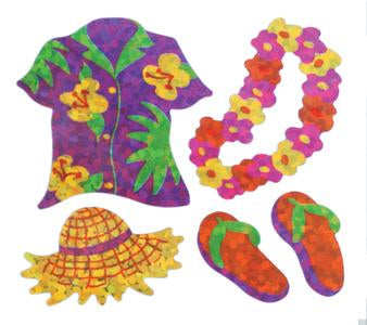 Bulk Roll Prismatic Stickers, Mini Hawaii Shirt / Lei (100 Repeats) by Present Paper