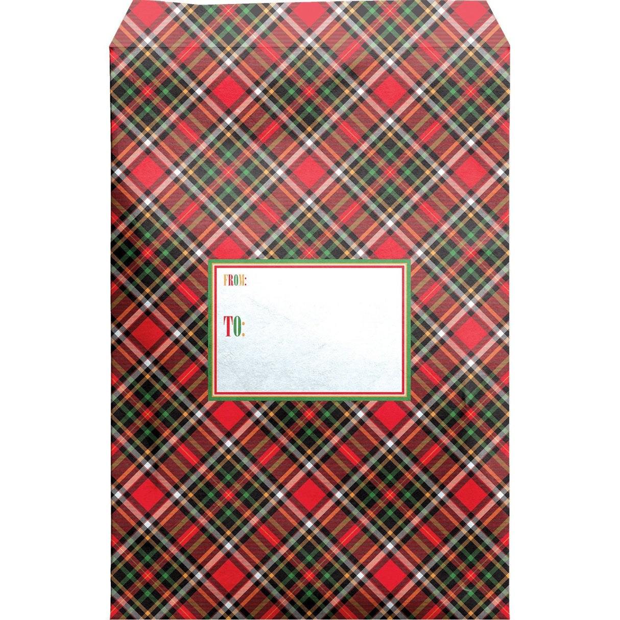 Large Christmas Printed Padded Mailing Envelopes, Red Gold Plaid by Present Paper