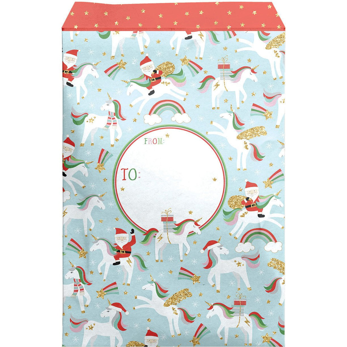 Large Christmas Printed Padded Mailing Envelopes, Santa's Unicorns by Present Paper