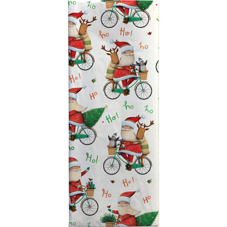 Santa Bicycle Christmas Gift Tissue Paper by Present Paper