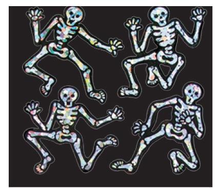 Bulk Roll Prismatic Stickers, Halloween Mini Dancing Skeletons (100 Repeats) by Present Paper - Vysn