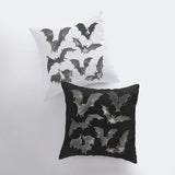 Bats on Black Pillow Cover | Fall Décor | Farmhouse Pillows | Country Décor | Fall Throw Pillows | Cute Throw Pillows | Bat Art by UniikPillows - Vysn