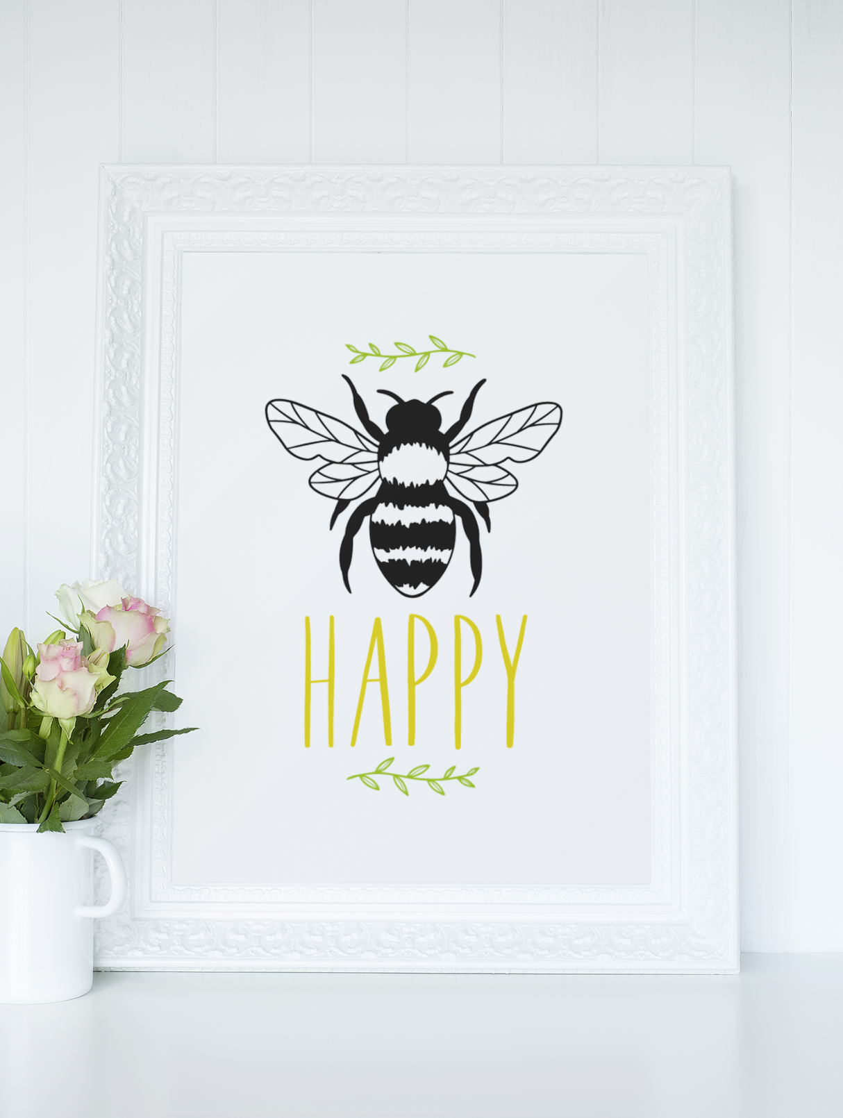 Be Happy Bumble Bee 2022 Simple Bedroom Dressing Room Home Wall Decor Print by WinsterCreations™ Official Store