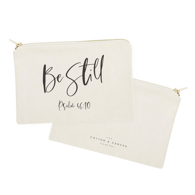 Be Still, Psalm 46:10 Cotton Canvas Cosmetic Bag by The Cotton & Canvas Co.
