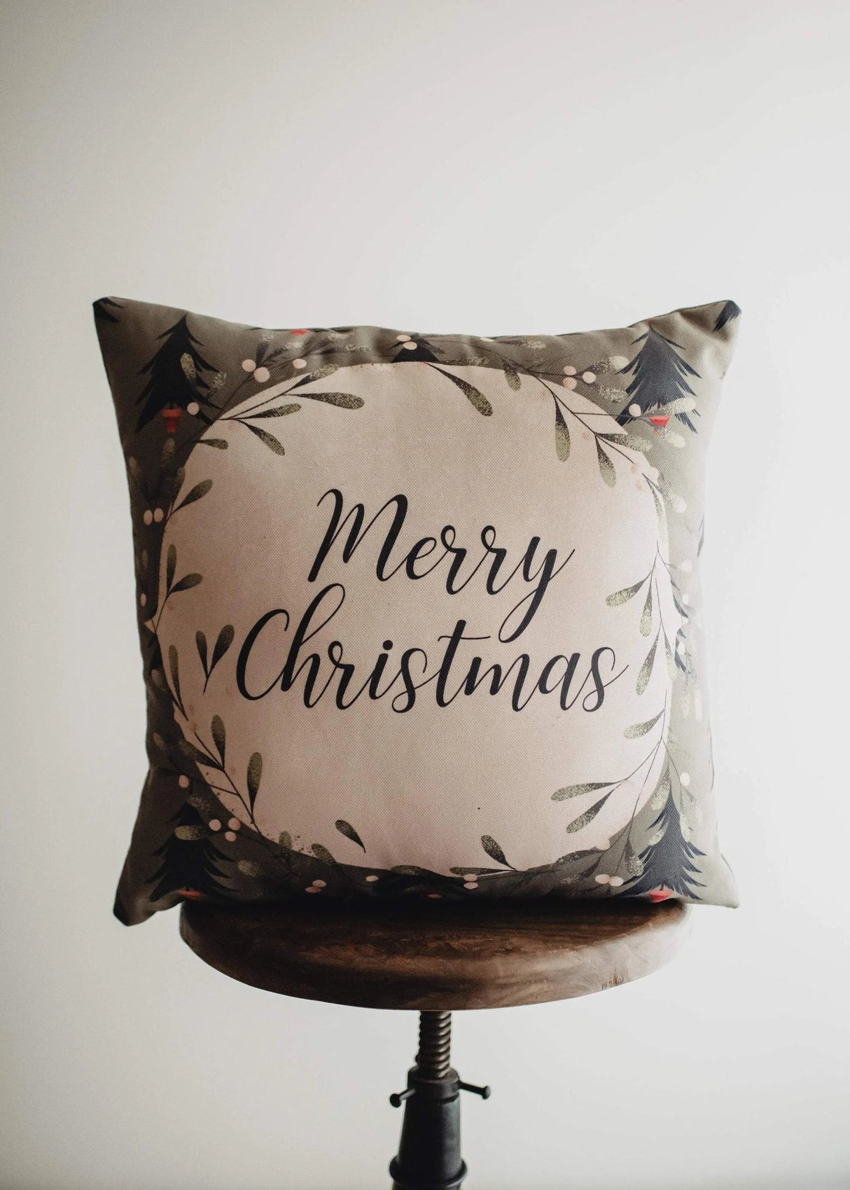 Beige Merry Christmas | Throw Pillow Cover | Christmas tree | Christmas Gifts | Room Decor | Mom Gift | Aaesthetic Room Decor by UniikPillows