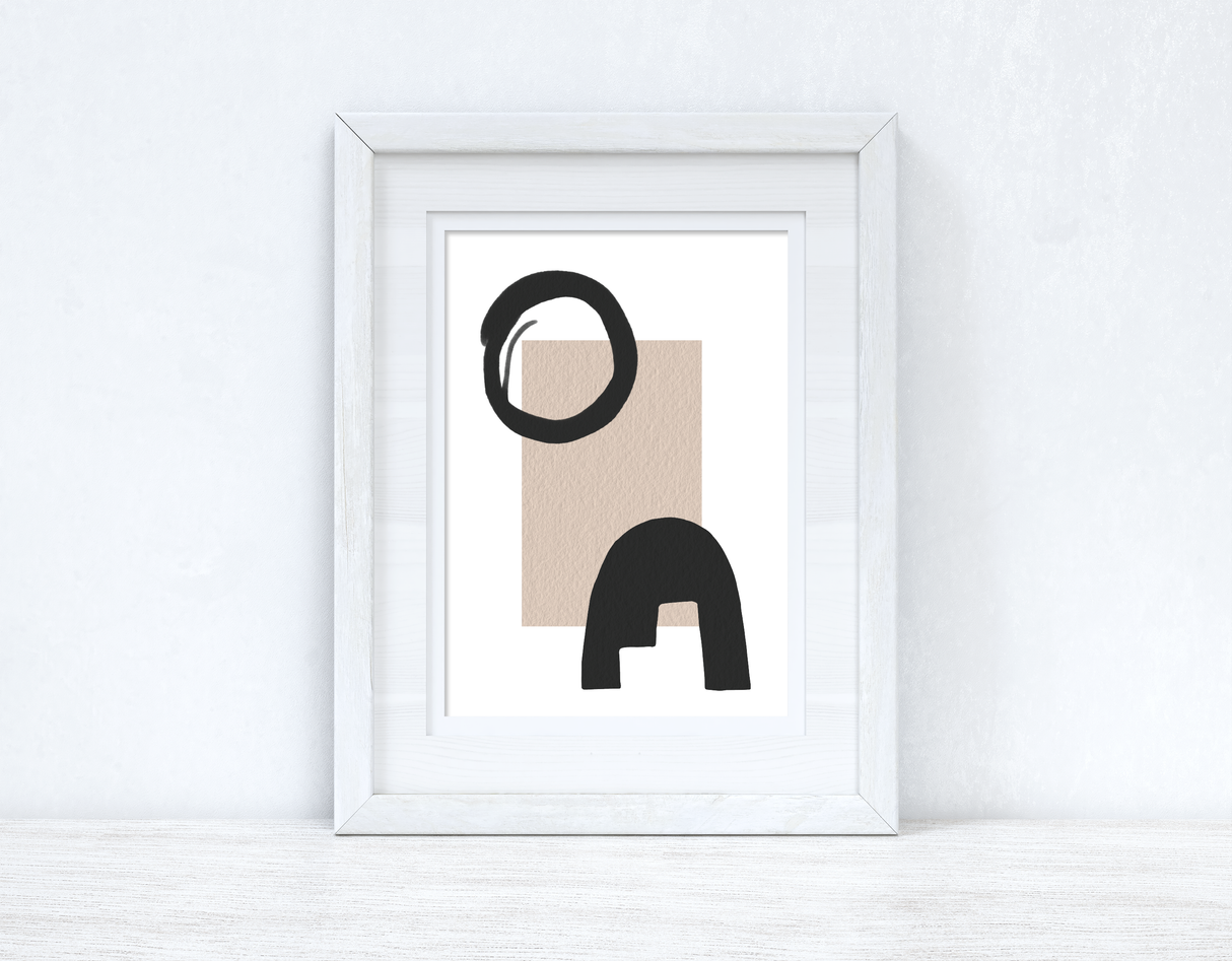 Beige & Black Abstract 2 Colour Shapes Home Wall Decor Print by WinsterCreations™ Official Store