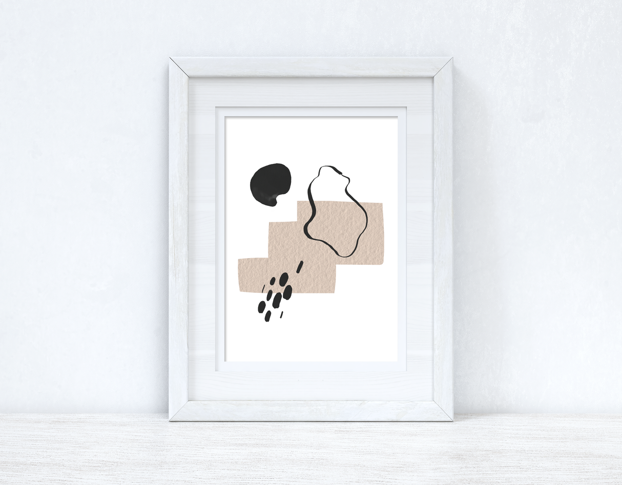 Beige & Black Abstract 3 Colour Shapes Home Wall Decor Print by WinsterCreations™ Official Store