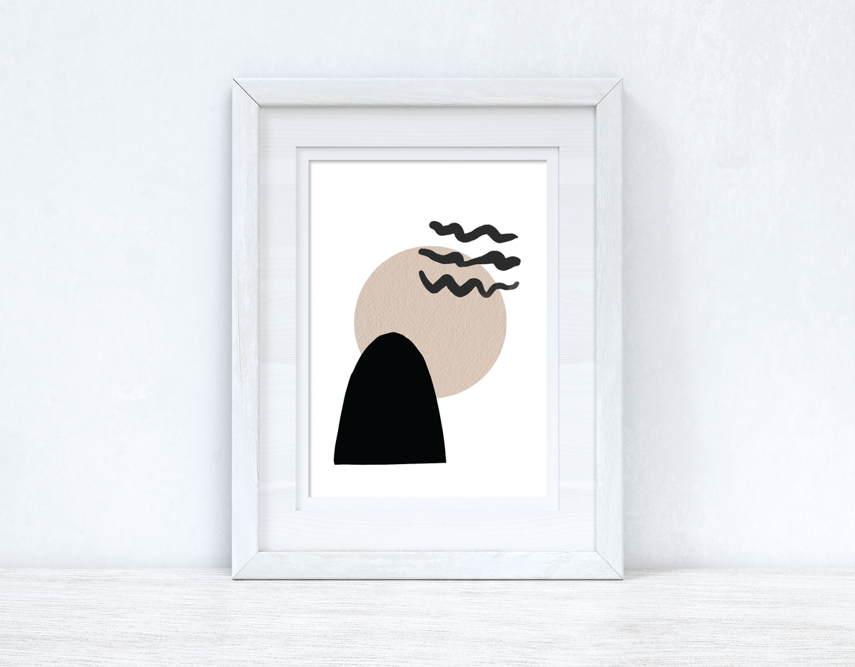 Beige & Black Abstract 4 Colour Shapes Home Wall Decor Print by WinsterCreations™ Official Store