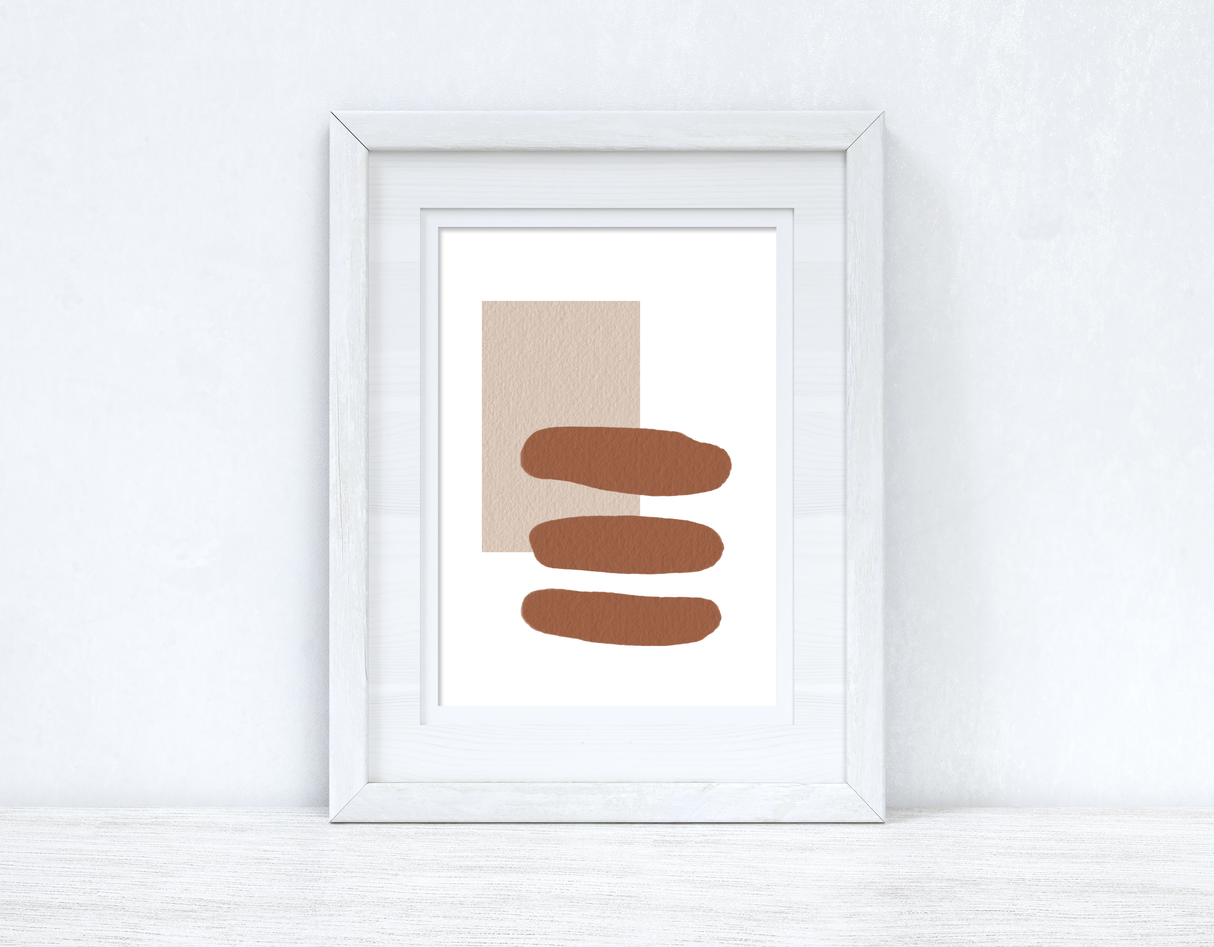 Beige & Terracotta Brown Abstract 1 Colour Shapes Home Wall Decor Print by WinsterCreations™ Official Store