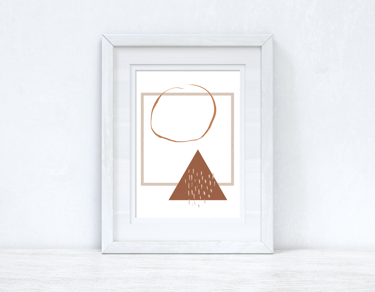 Beige & Terracotta Brown Abstract 3 Colour Shapes Home Wall Decor Print by WinsterCreations™ Official Store