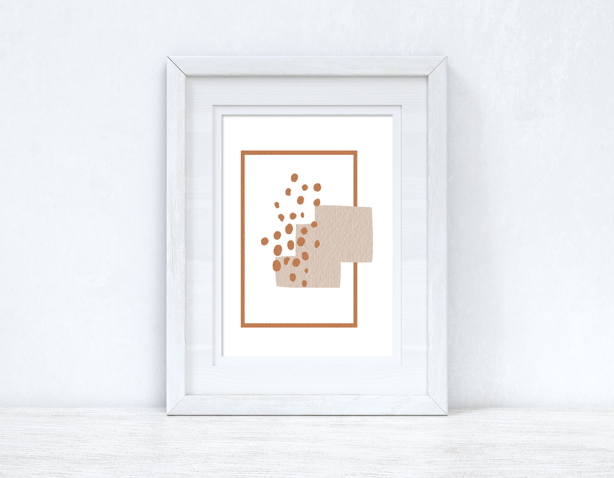 Beige & Terracotta Brown Abstract 4 Colour Shapes Home Wall Decor Print by WinsterCreations™ Official Store