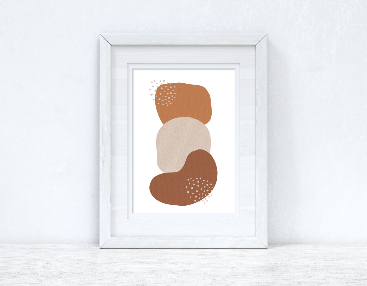 Beige & Terracotta Brown Abstract 6 Colour Shapes Home Wall Decor Print by WinsterCreations™ Official Store