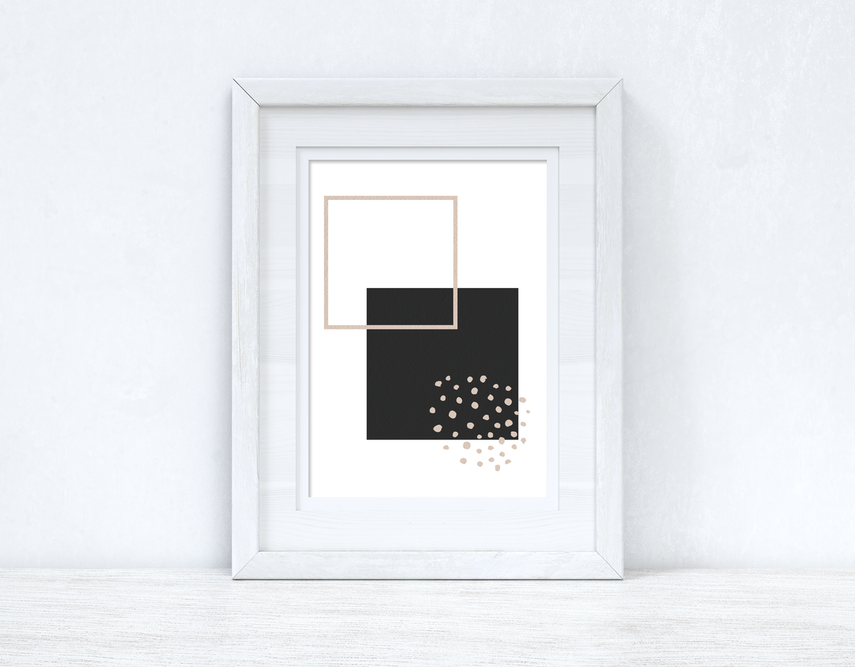 Beige & Black Abstract 5 Colour Shapes Home Wall Decor Print by WinsterCreations™ Official Store