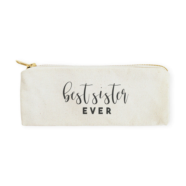 Best Sister Ever Cotton Canvas Pencil Case and Travel Pouch by The Cotton & Canvas Co.