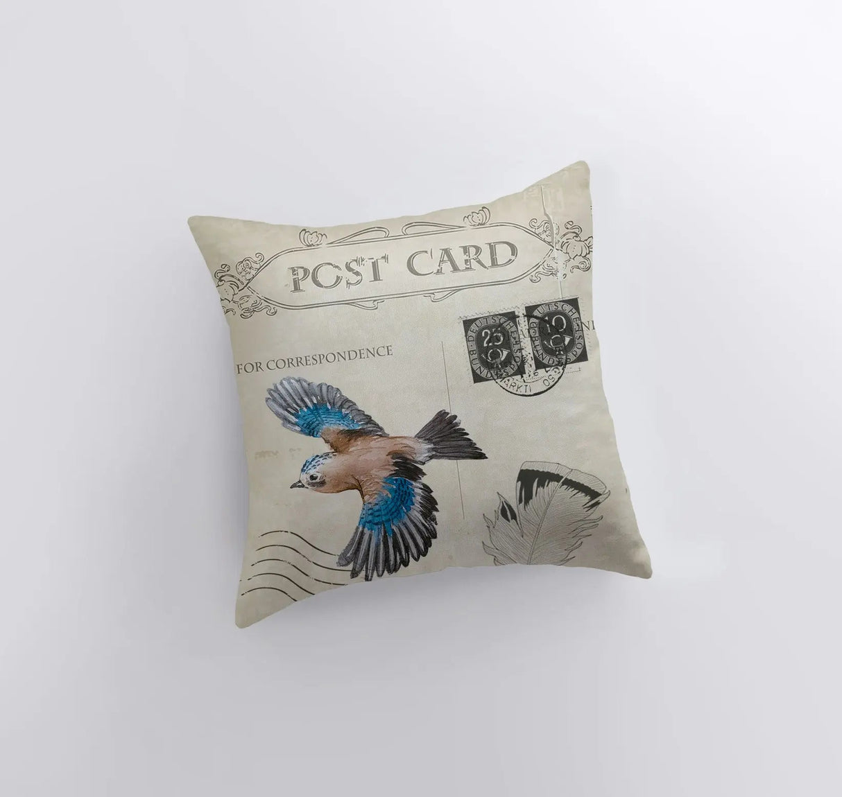 Bird | Postcard  | Pillow Cover | Our Nest | Pillow | Farmhouse Decor | Home Decor | Throw Pillow | Modern Farmhouse | Blue Bird | Gift by UniikPillows