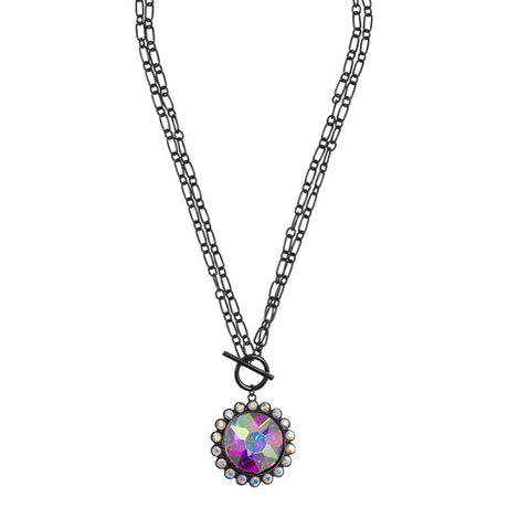 Round Stone Pendant Toggle Necklace by Madeline Love