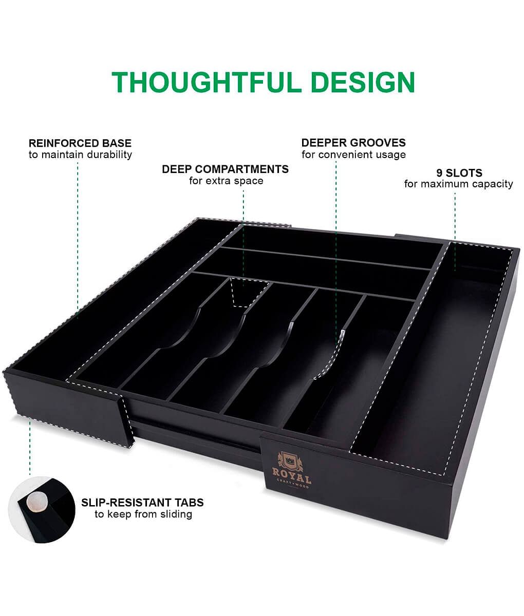 Black Silverware Tray by Royal Craft Wood