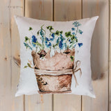 Blue Flowers | Planter | Throw Pillow | Spring Flowers | Pillow | Throw Pillow Covers | Farmhouse Throw Pillows | Flower Bed Decor | Pillows by UniikPillows