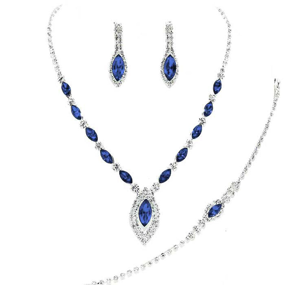 Marquise Rhinestone Necklace Jewelry Set by Madeline Love