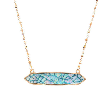 Trendy Patterned Hexagon Pendant Necklace by Madeline Love