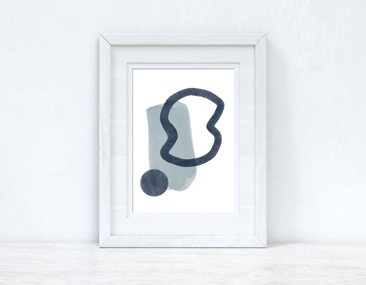 Blues Abstract 3 Colour Shapes Home Wall Decor Print by WinsterCreations™ Official Store