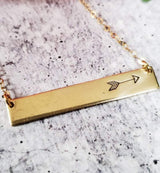 Bohemian Arrow Hand Stamped Bar Necklace by Salt and Sparkle