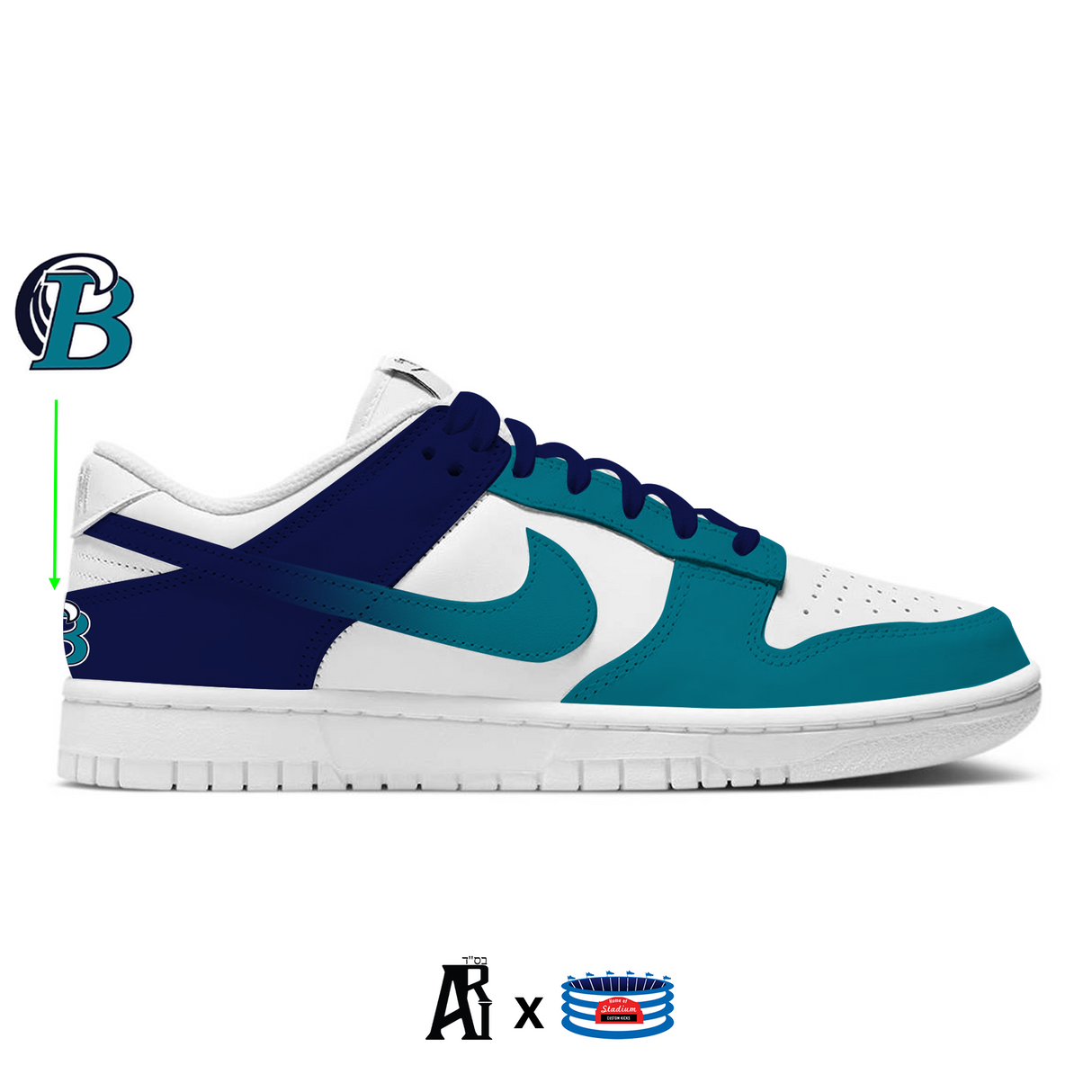 "Brewster" Nike Dunk Low Shoes by Stadium Custom Kicks