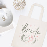 Floral Bride Wedding Cotton Canvas Tote Bag by The Cotton & Canvas Co.