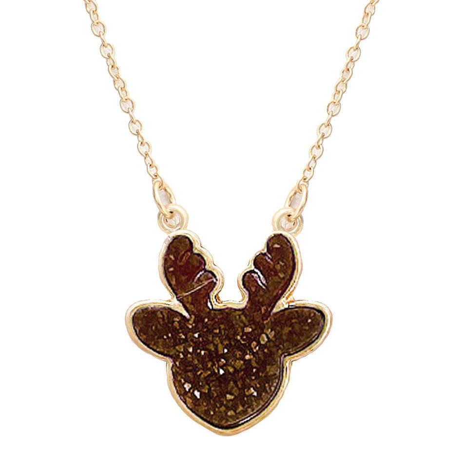 Druzy Reindeer Pendant Necklace by Madeline Love